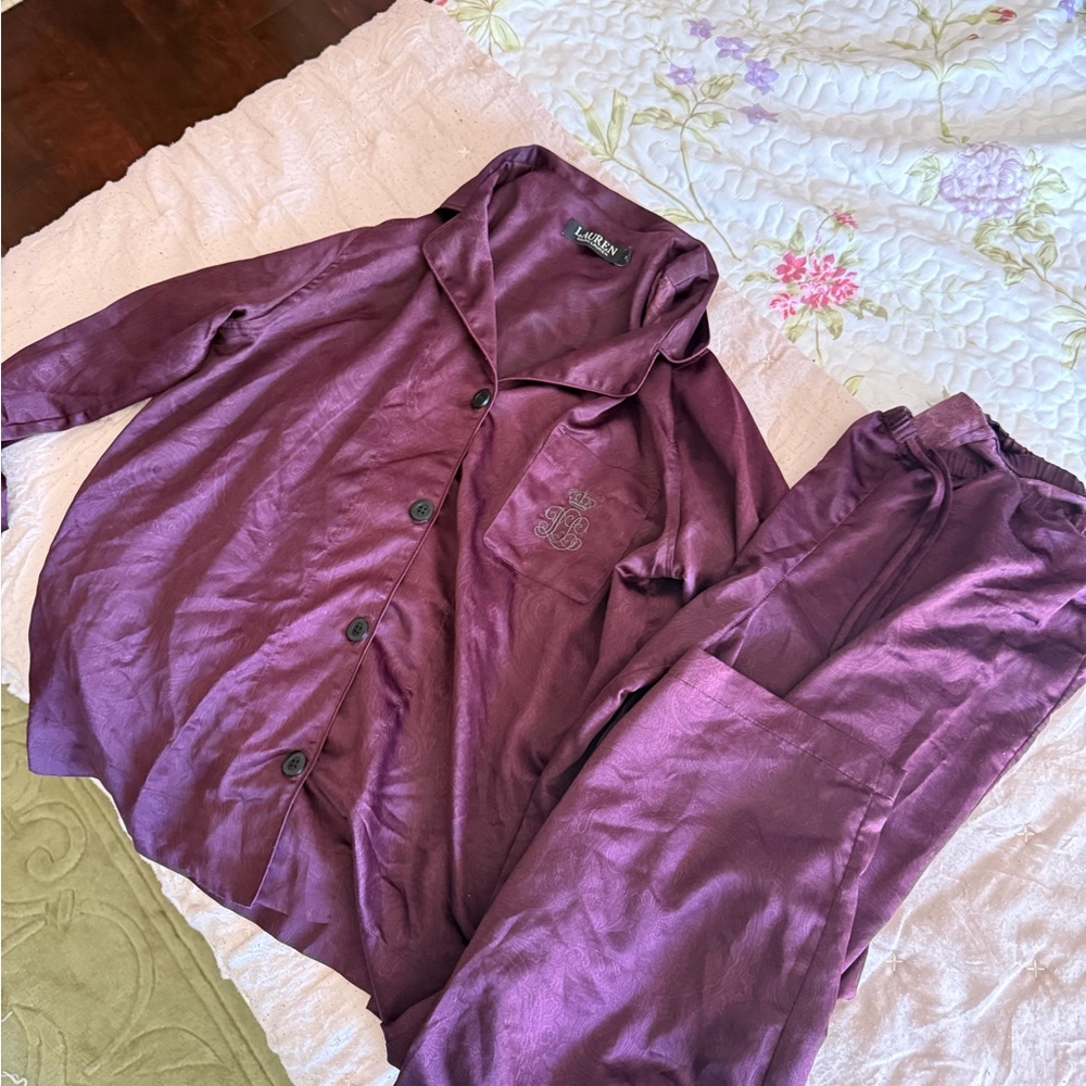 Lauren Ralph Lauren Purple Satin Pajama Set